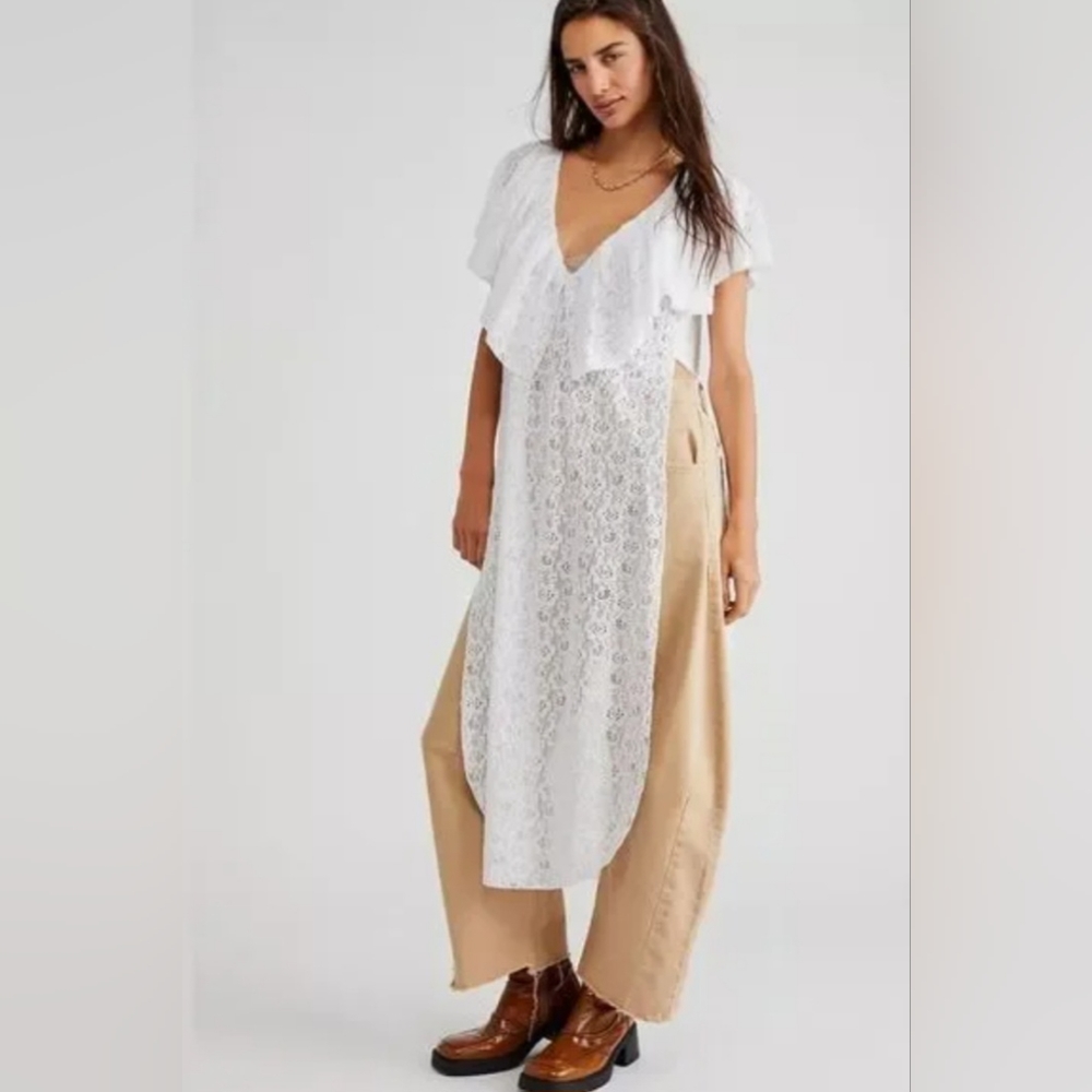 NWOT Free People Waterfall Maxi Lace Top Swim Cover Up Dress. Size S